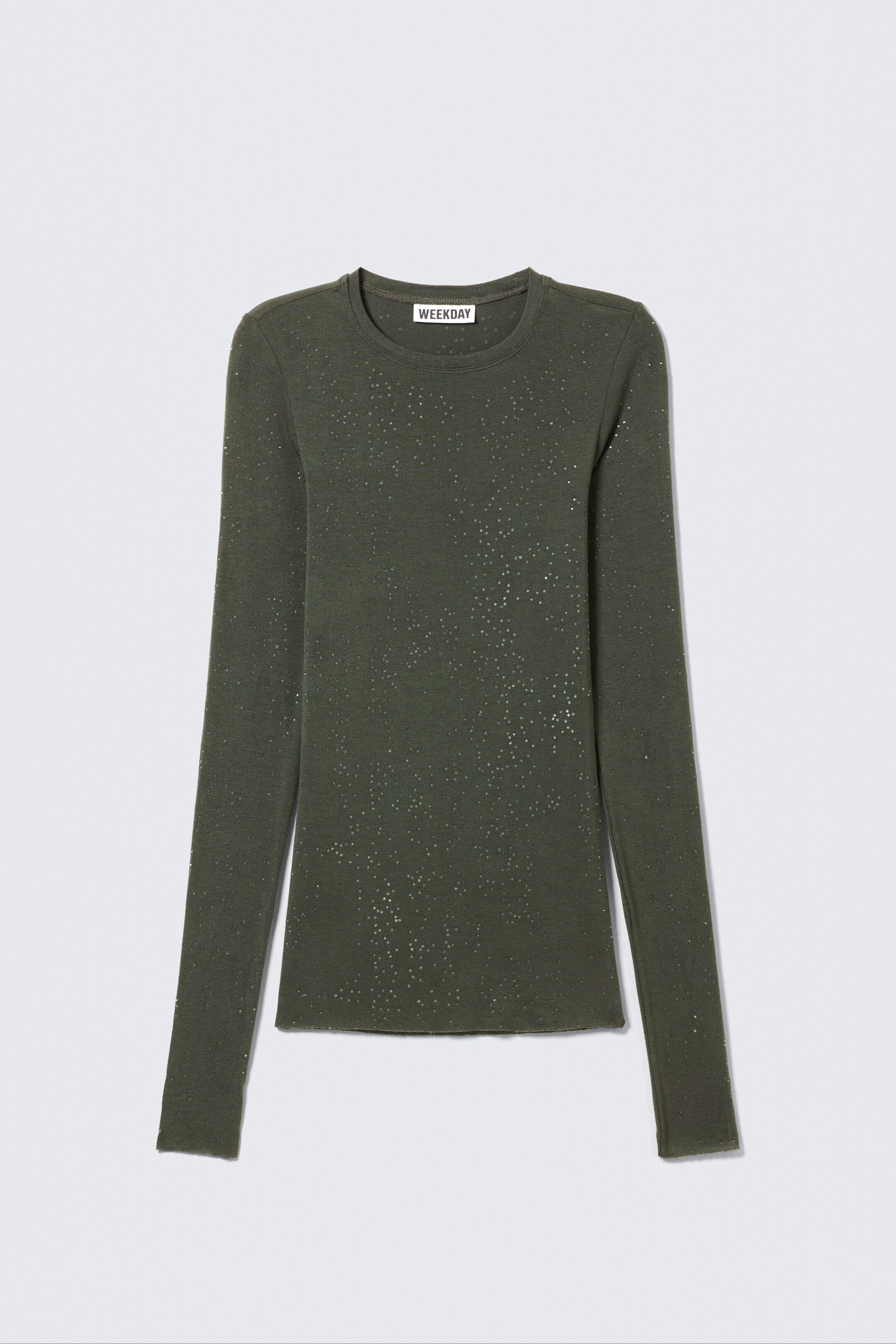 Vezi imaginea mai mare: Top cu imprimeu și pietre strălucitoare, croială slim - Verde Kaki Închis - FEMEI | H&M RO 5