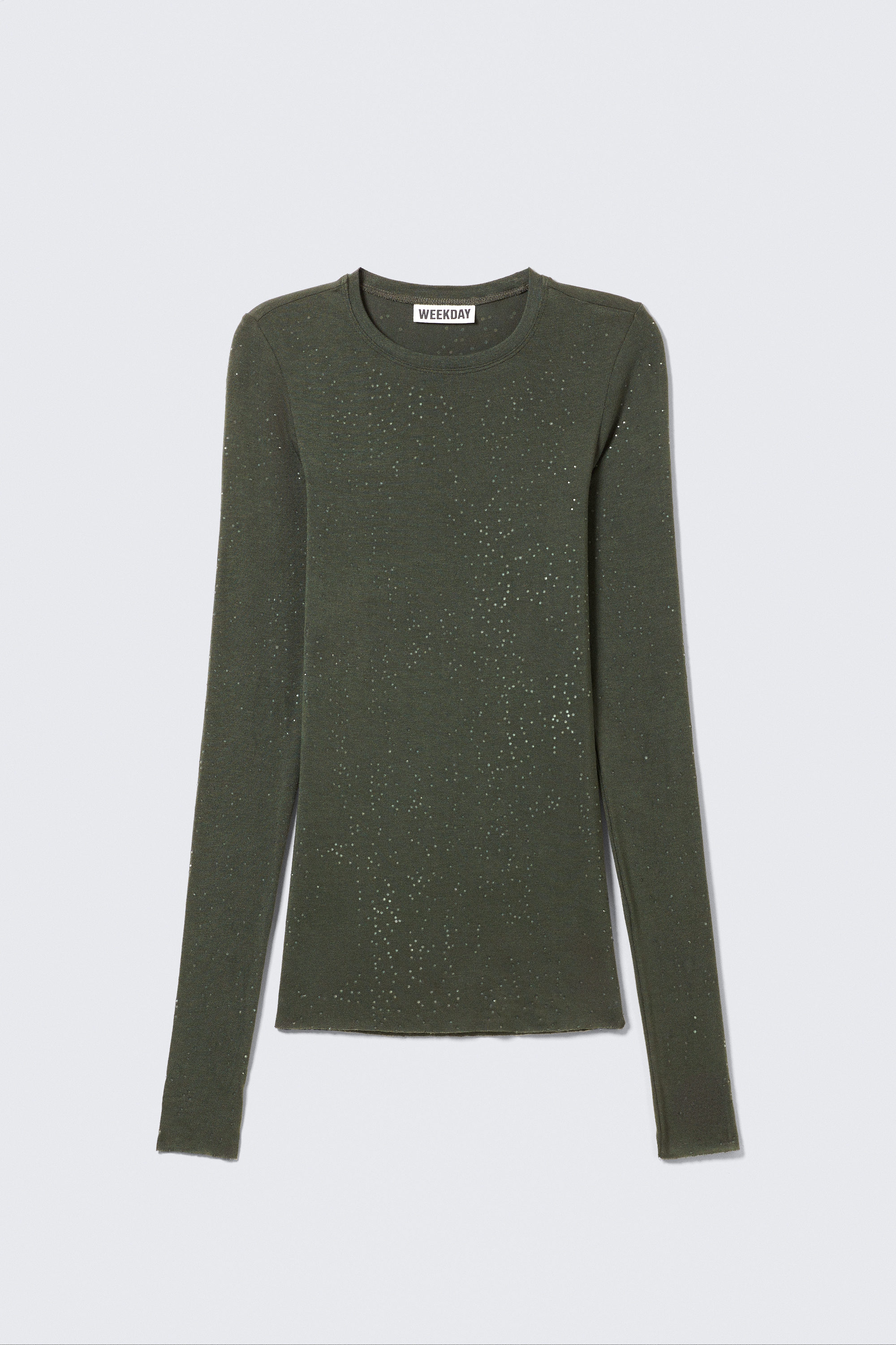 Vert kaki foncé - Haut ajusté imprimé à strass - 4