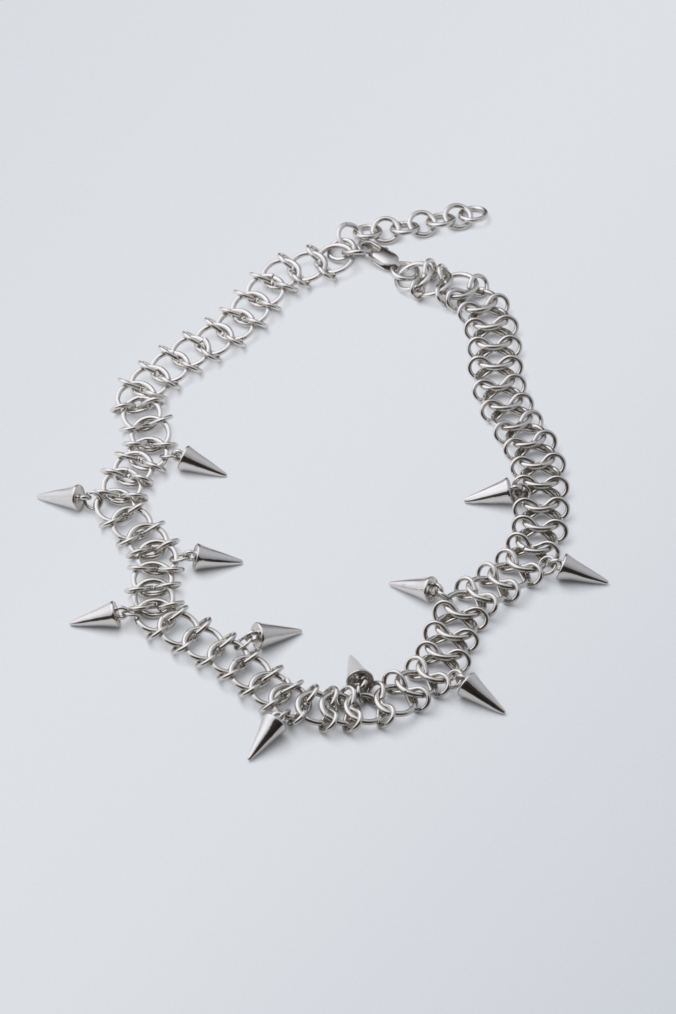 Silver - Spike Necklace - 0
