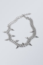 Silver - Spike Necklace - 0