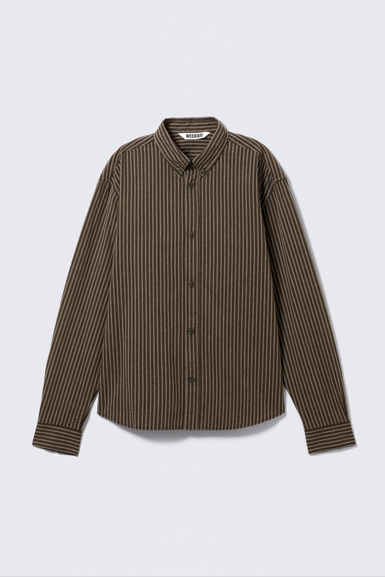Relaxed Striped Button-down Shirt - Striped Brown - 2