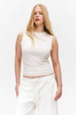 Weiß - Ärmelloses, gerafftes Jersey-Top - 0