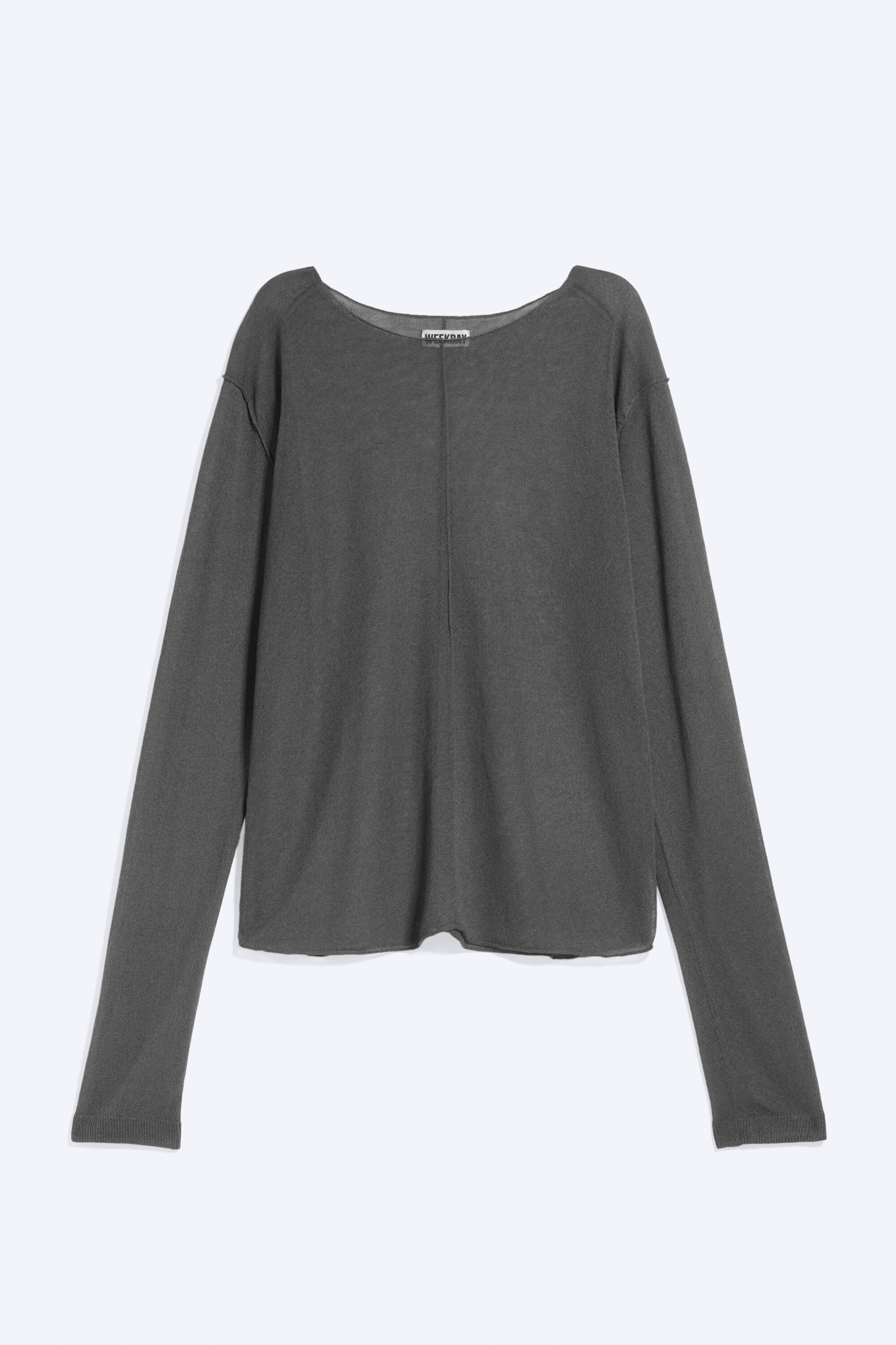 Gris foncé - Pull ample confectionné en maille transparente - 4