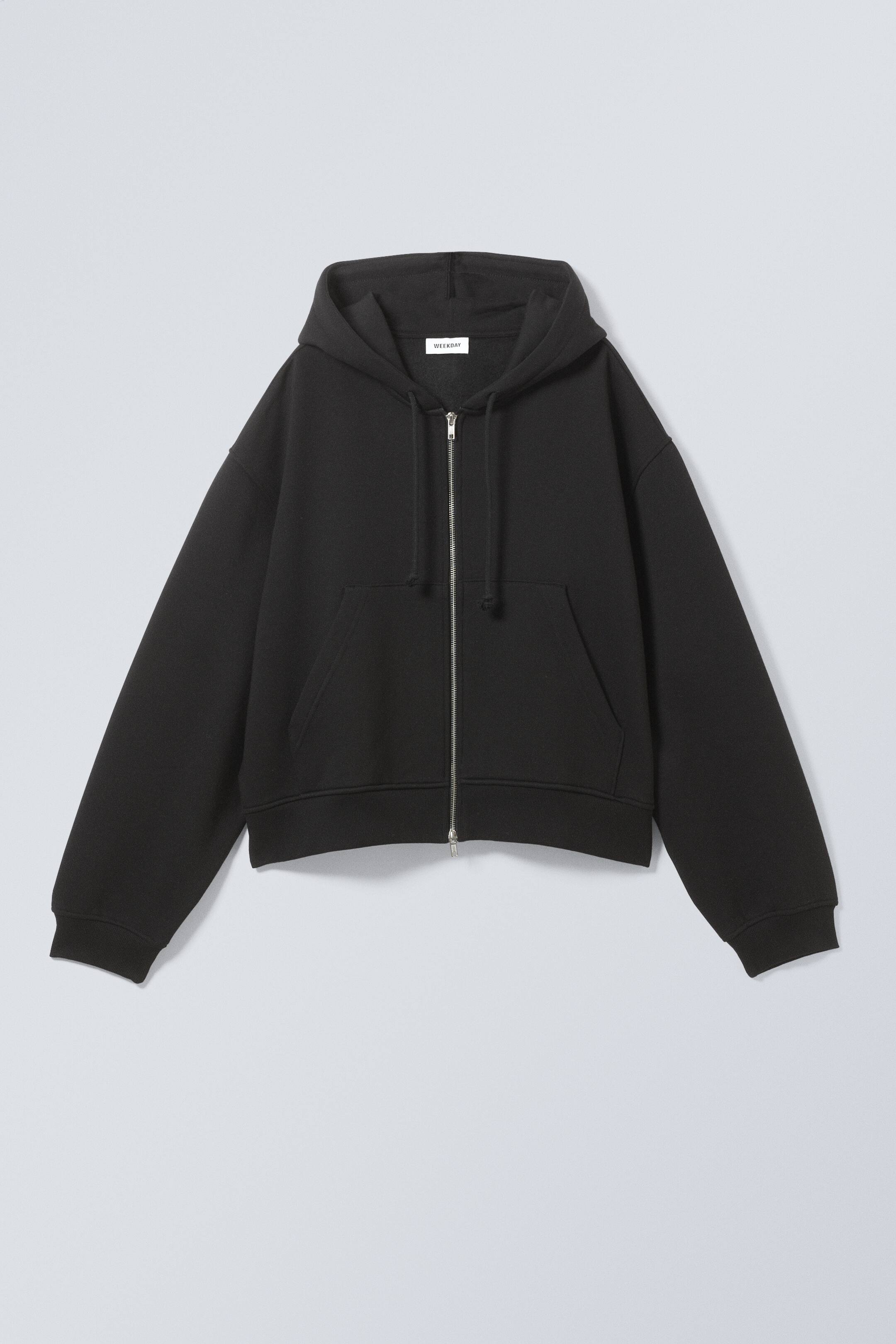 View larger image: Boxy Heavy Zip Hoodie - Black - Ladies | H&M GB 1