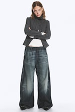Bleu moyen - Bleu foncé - Jogging en denim ample taille basse - 2