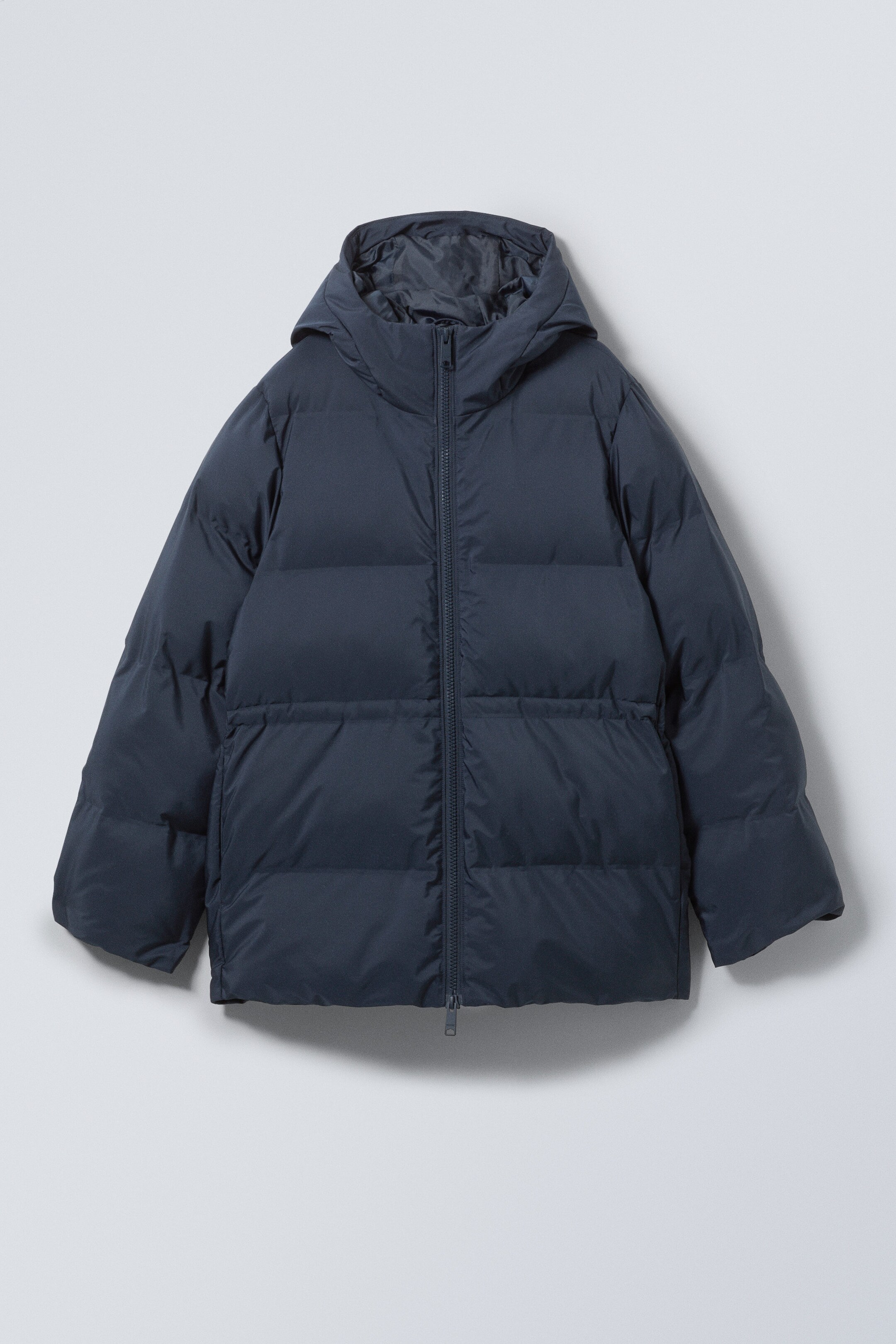 Dark Blue - Illisa Waisted Puffer Jacket - 0