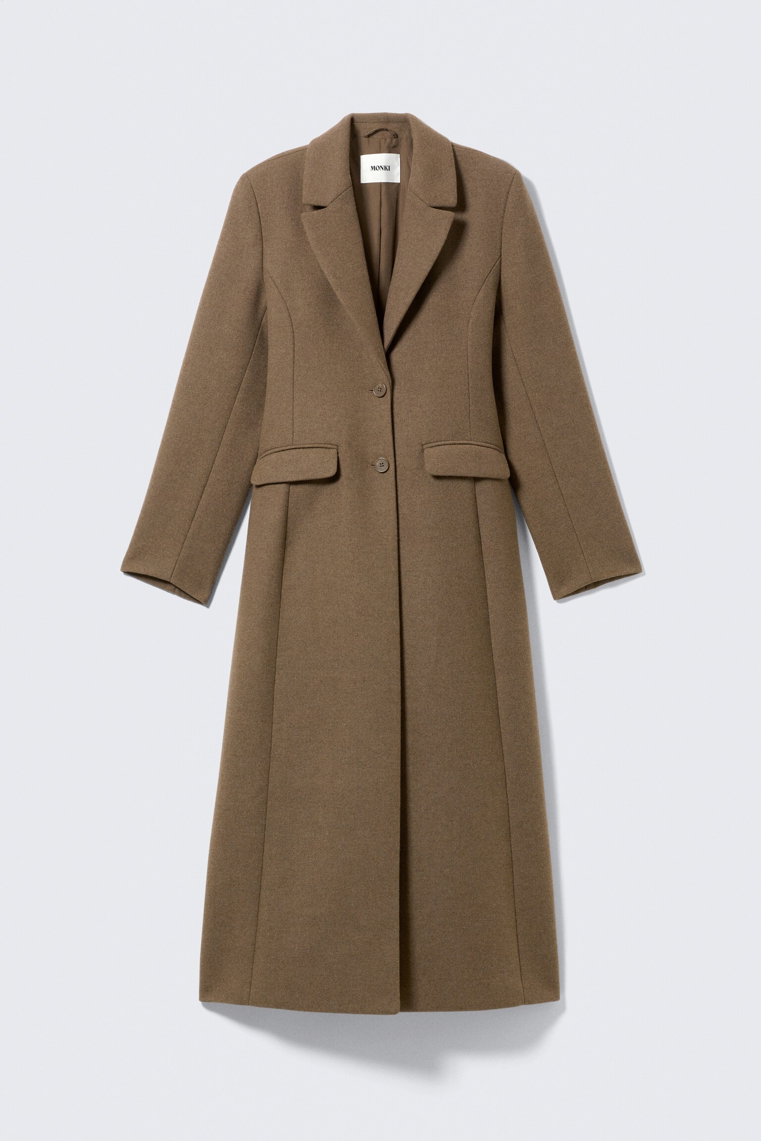 Long Fitted Single-Breasted Suiting Coat - Medium Brown - 2