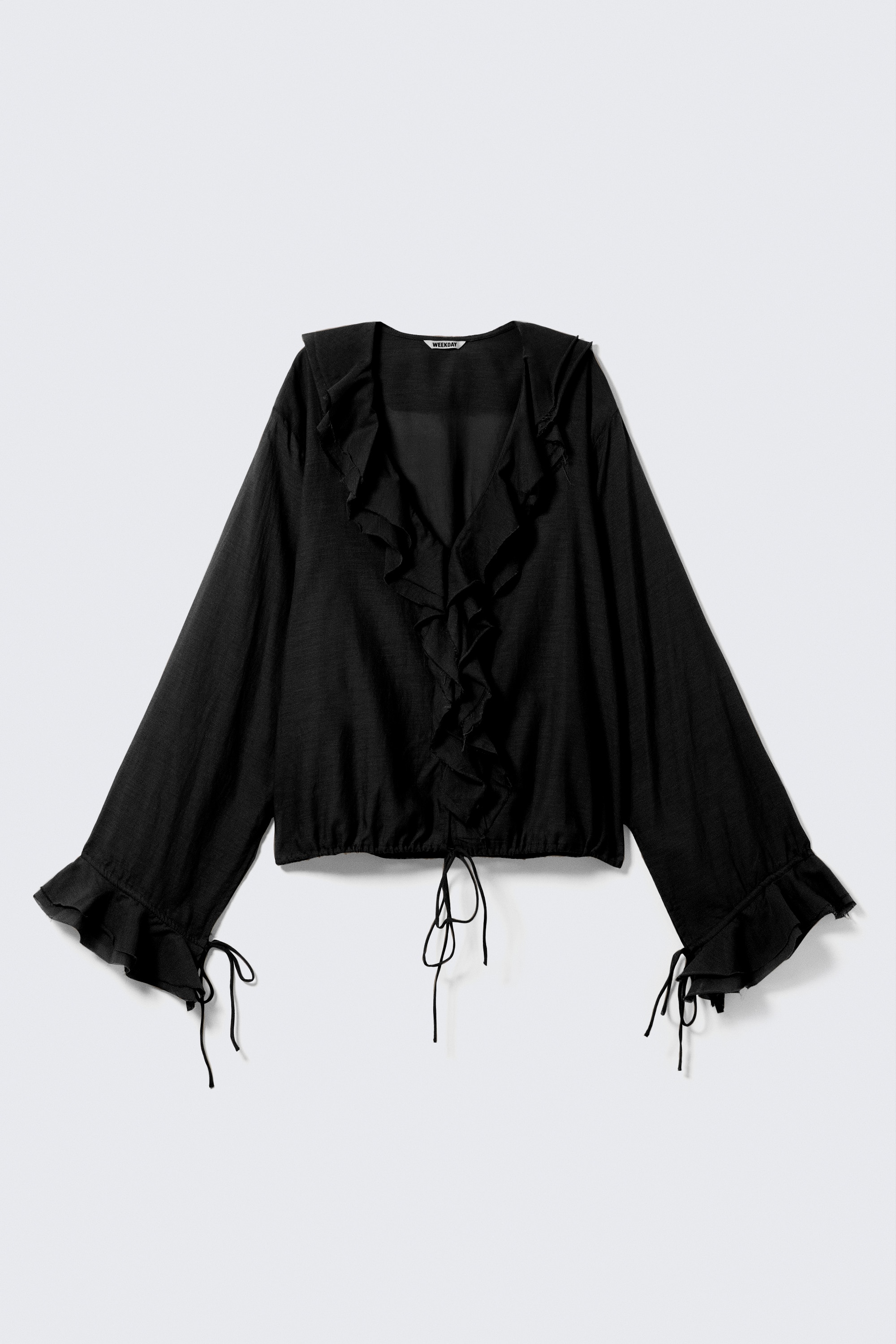 Blusa a balze con maniche lunghe - Nero/Marrone/Bianco
