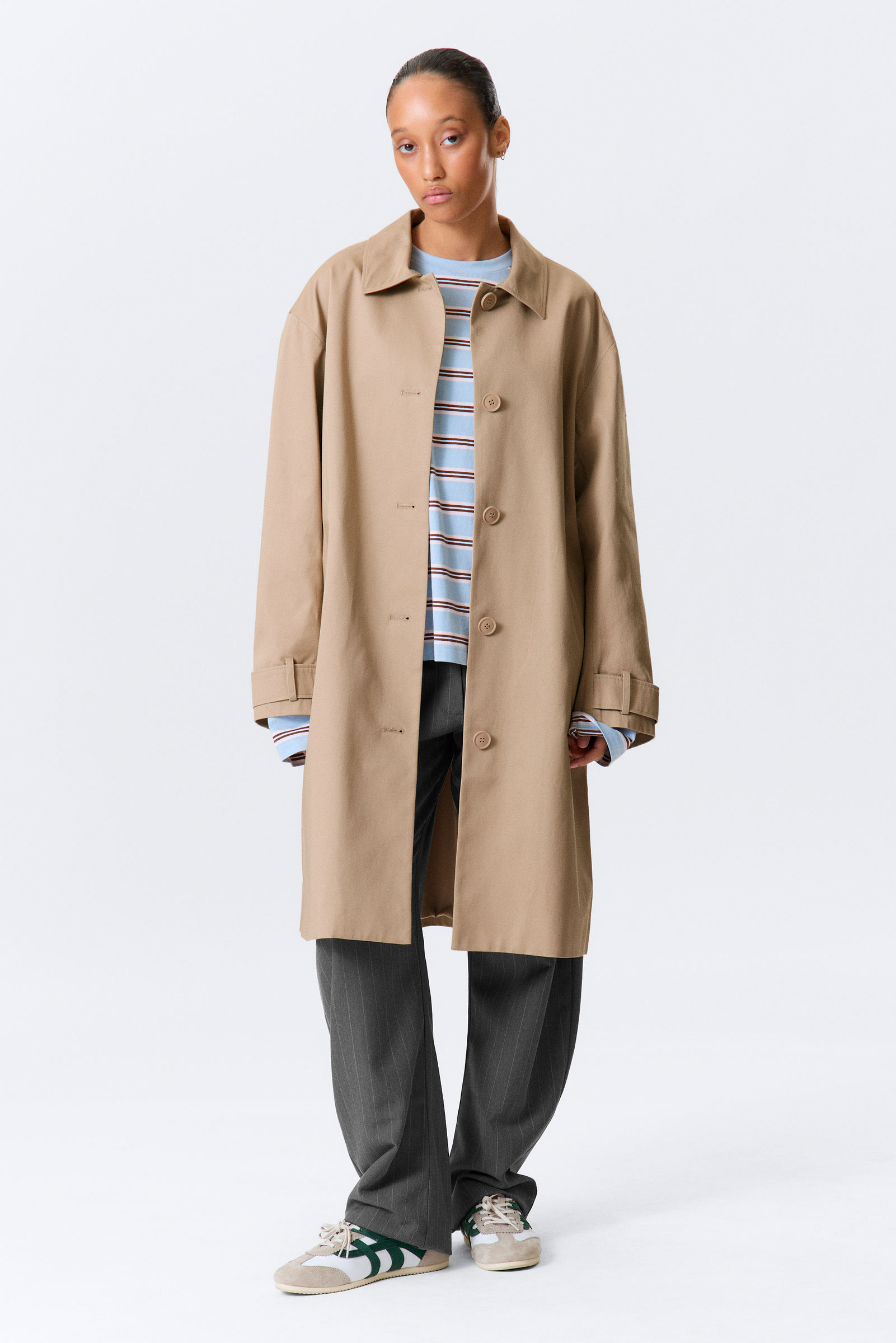 Monki Kvinno Beige Avslappnad Enkelknäppt Car Coat
