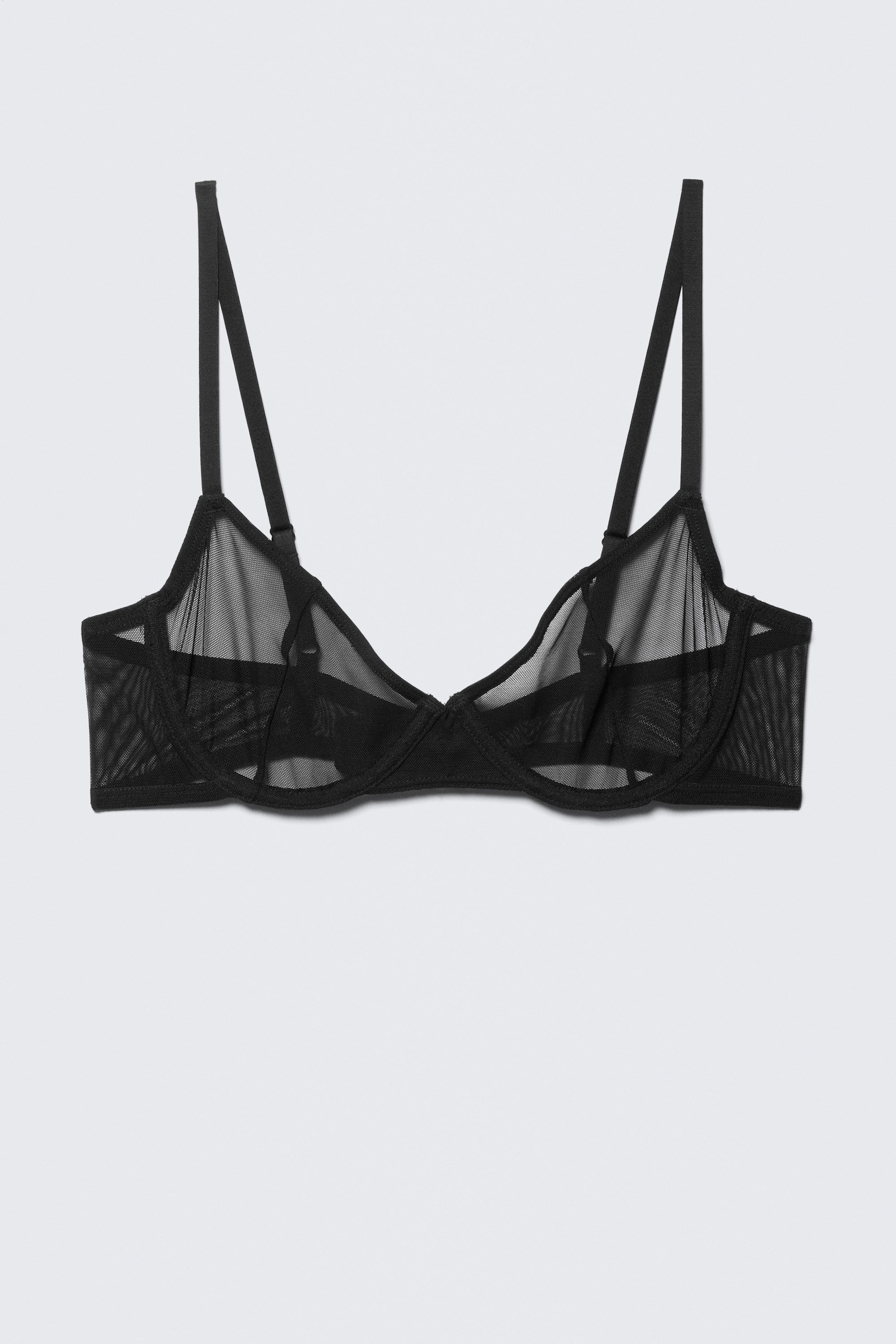 Black - Mesh Wire Bra - 3