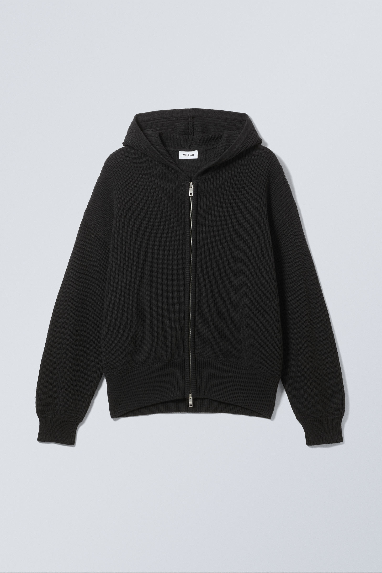 boxy knitted hoodie - Black | Weekday WW
