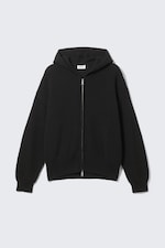 Black - Boxy Knitted Hoodie - 3