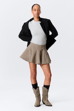 Beige - Flared Mini Tutu Skirt - 0
