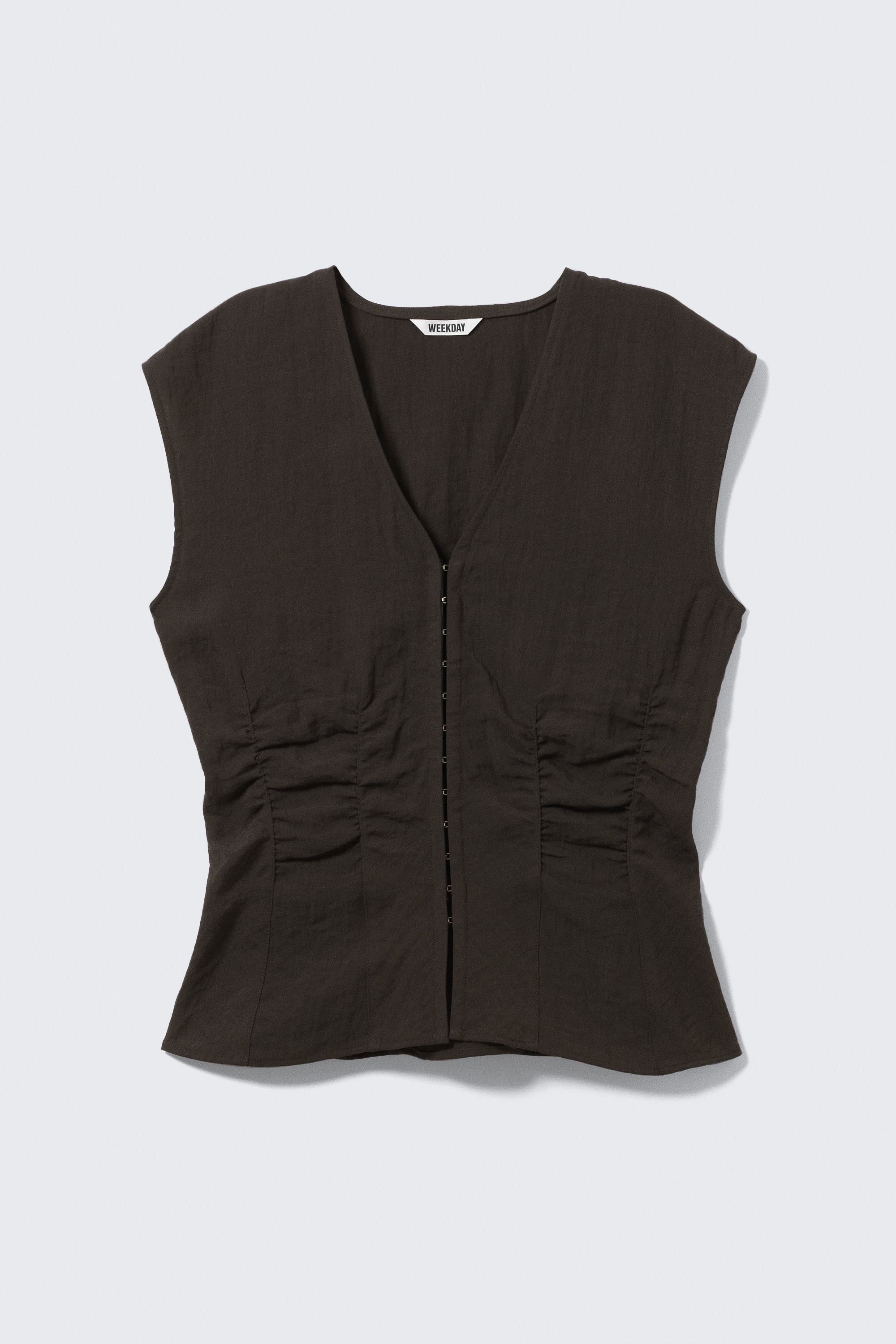 Sleeveless Crinkle Top - Dark Brown/Fehér/White/Dark Grey/Fekete