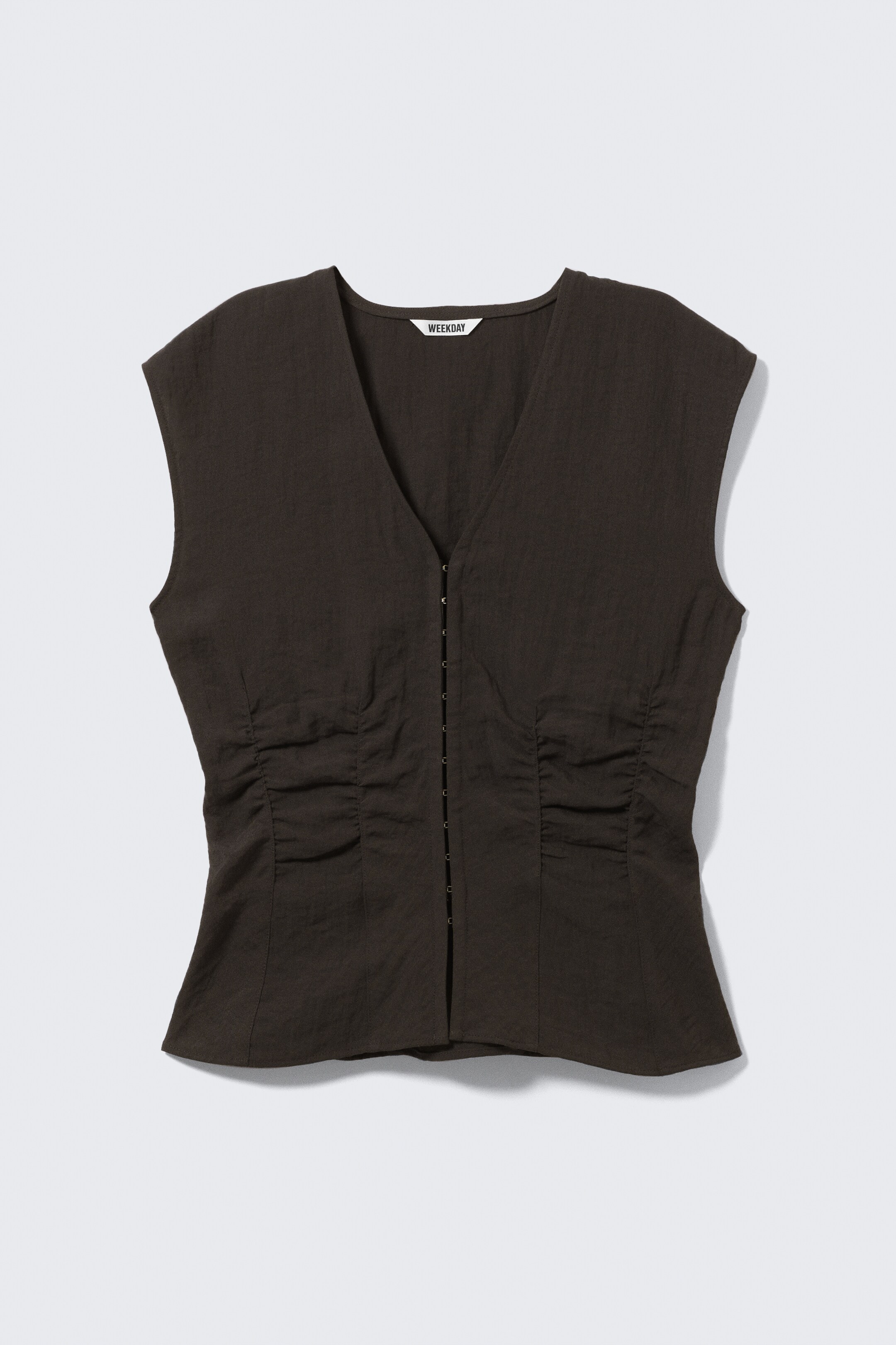 Grotere afbeelding bekijken: Sleeveless Crinkle Top - Donkerbruin - DAMES | H&M BE 5