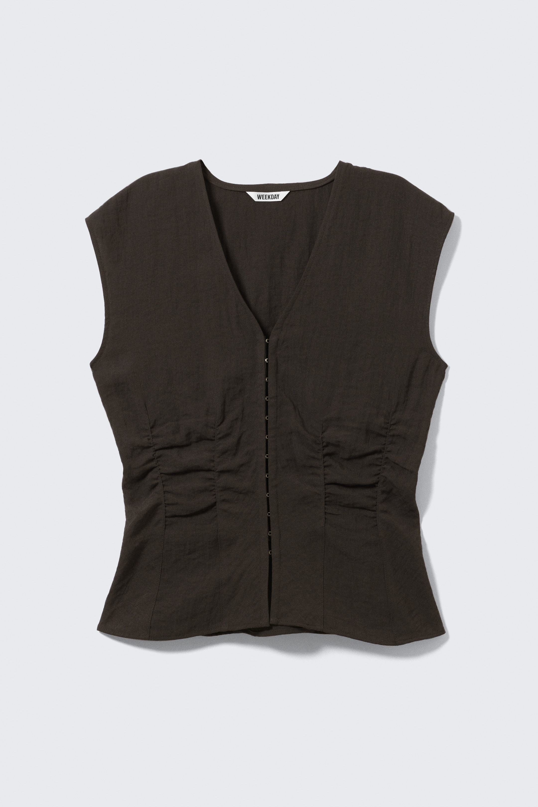 Ver imagen más grande: Top de efecto arrugado sin mangas - Marrón oscuro - MUJER | H&M ES 5