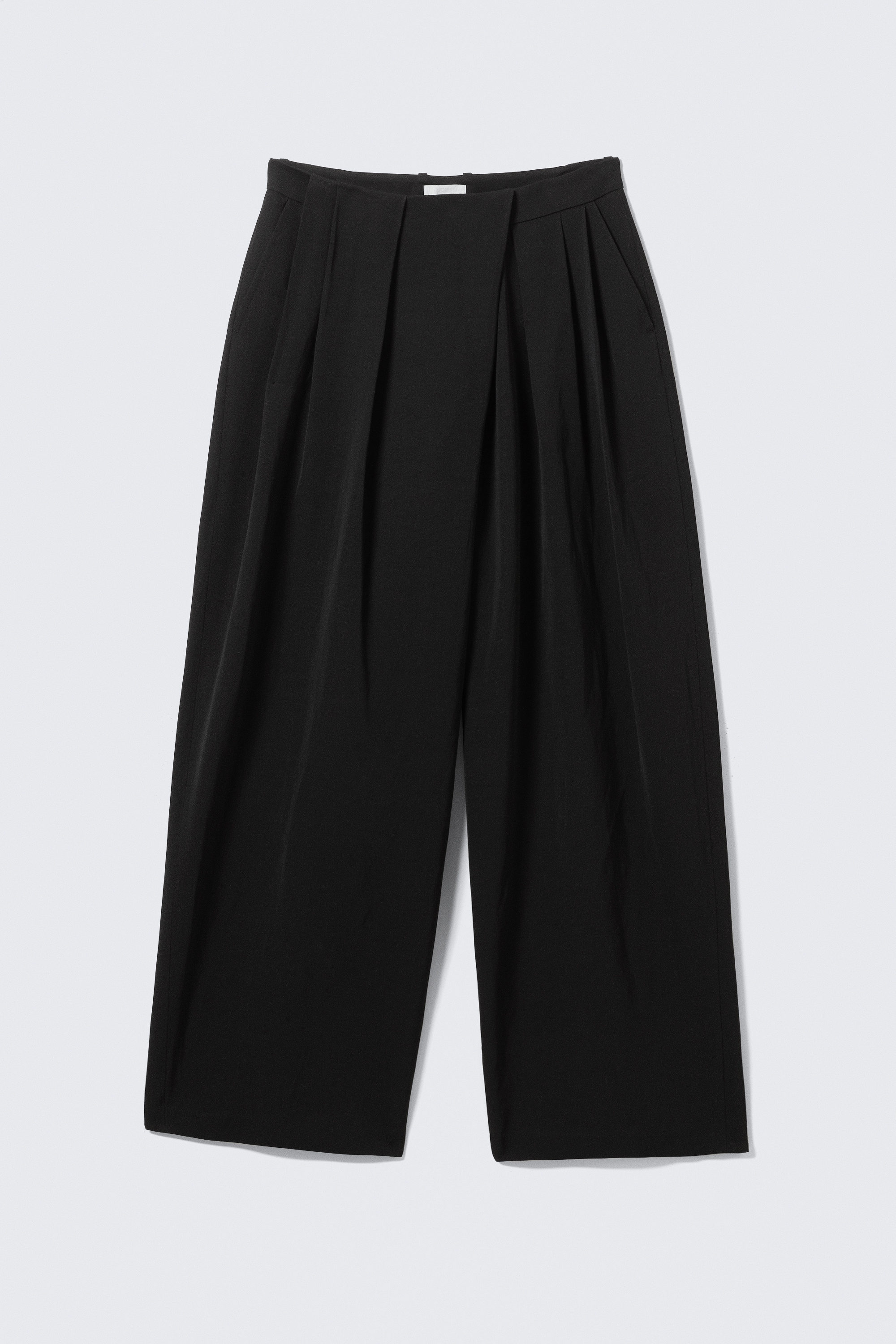 Schwarz - Asymmetrische Anzughose mit weitem Bein - 6