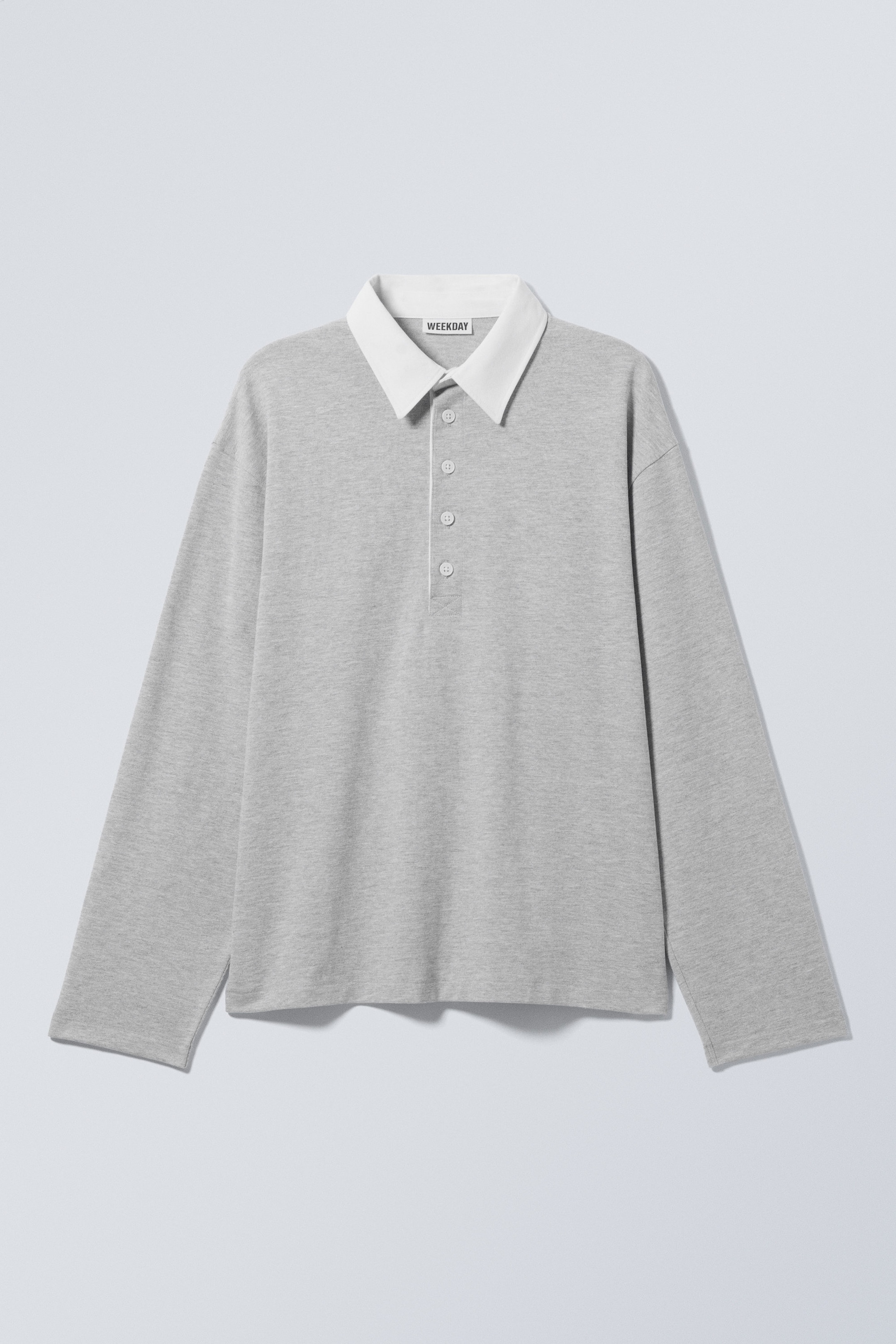 Grey Melange - Long-Sleeved Rugby Shirt - 1
