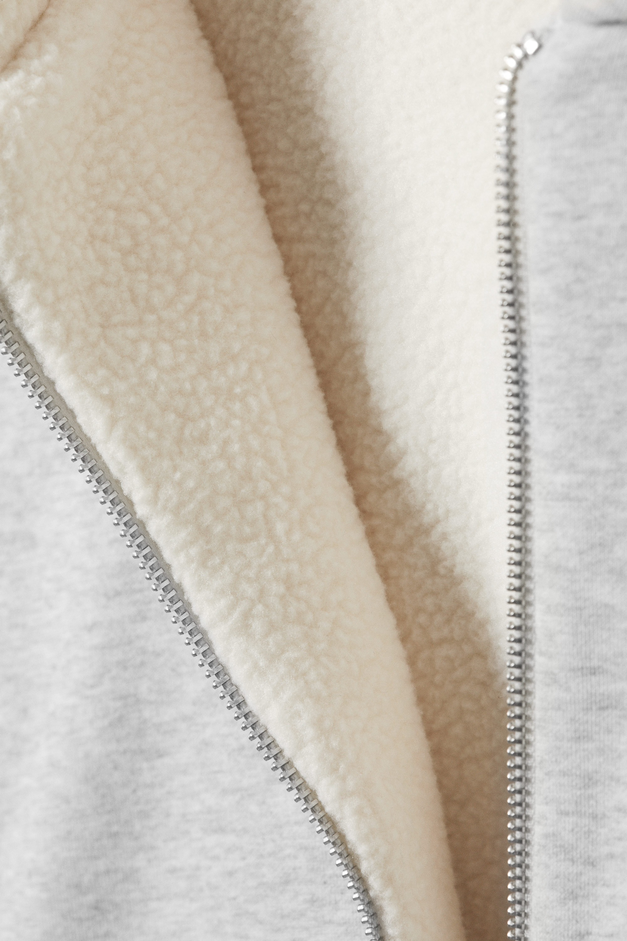 Grey Melange - Oversized Fleece Zip Hoodie - 2