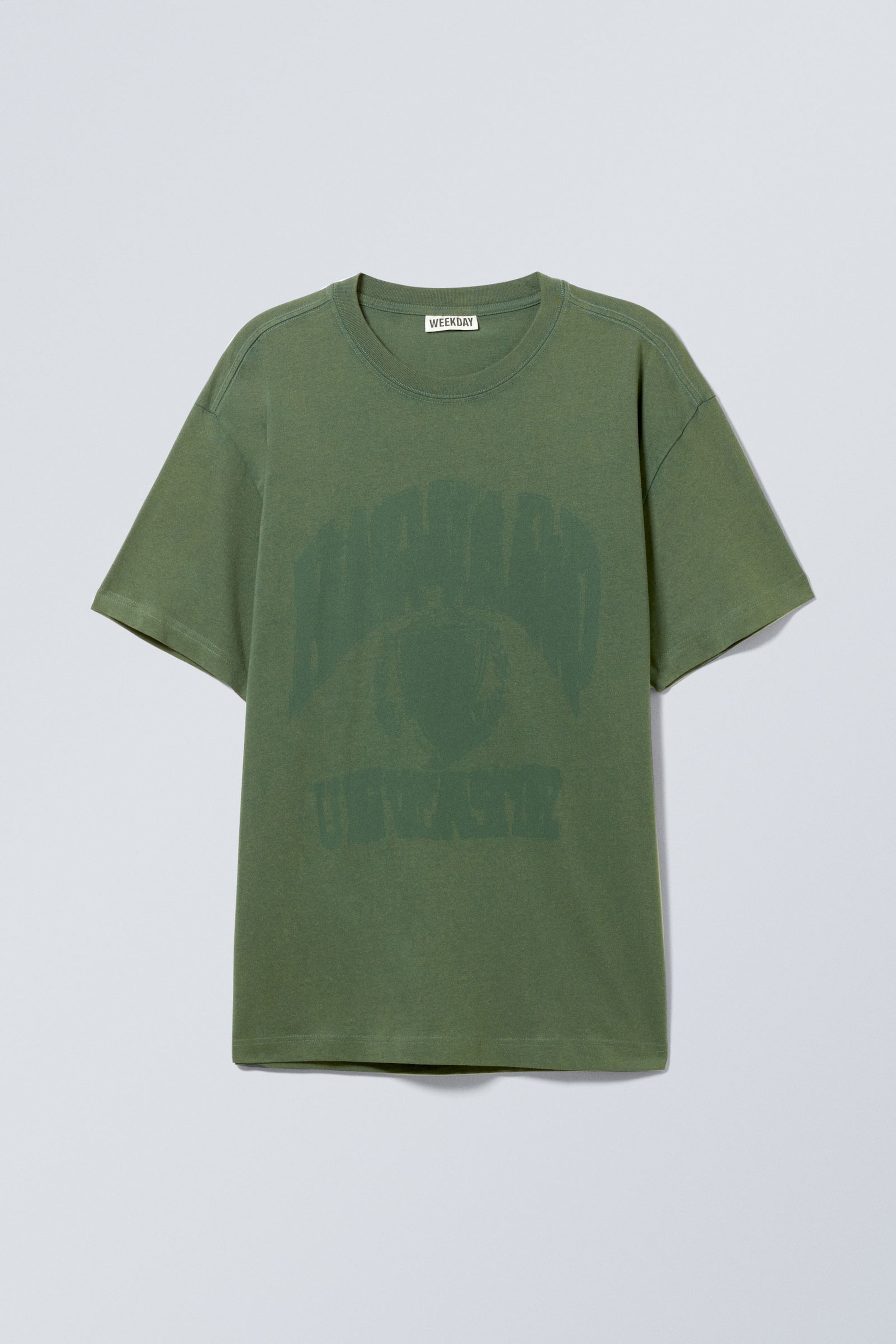 Dunkelgrün verwaschen - Oversized-T-Shirt mit Grafikprint - 1