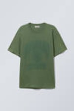 Dunkelgrün verwaschen - Oversized-T-Shirt mit Grafikprint - 0