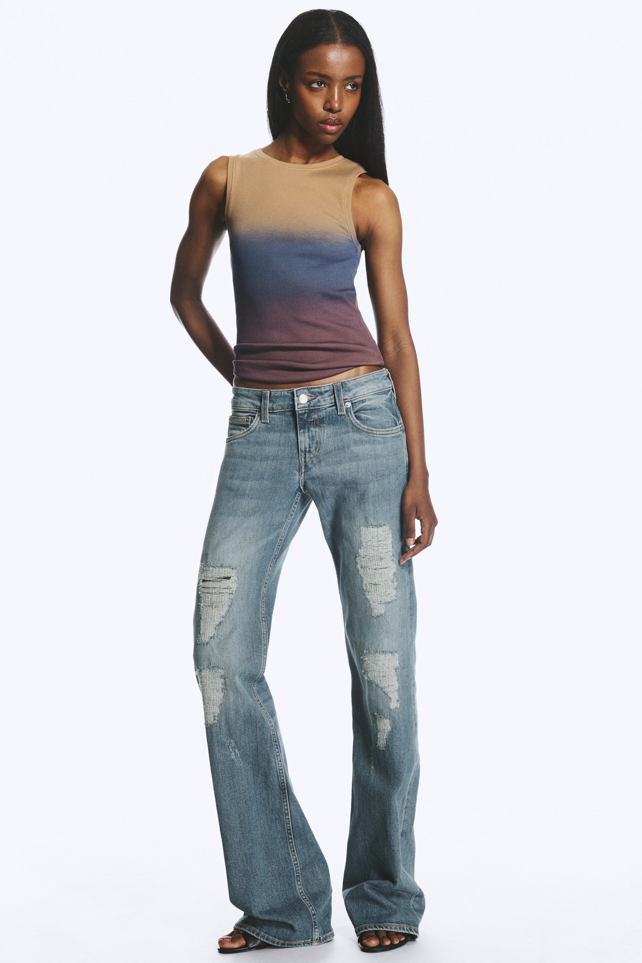 Bruin/blauw/paars ombre - Gewassen tanktop - 2