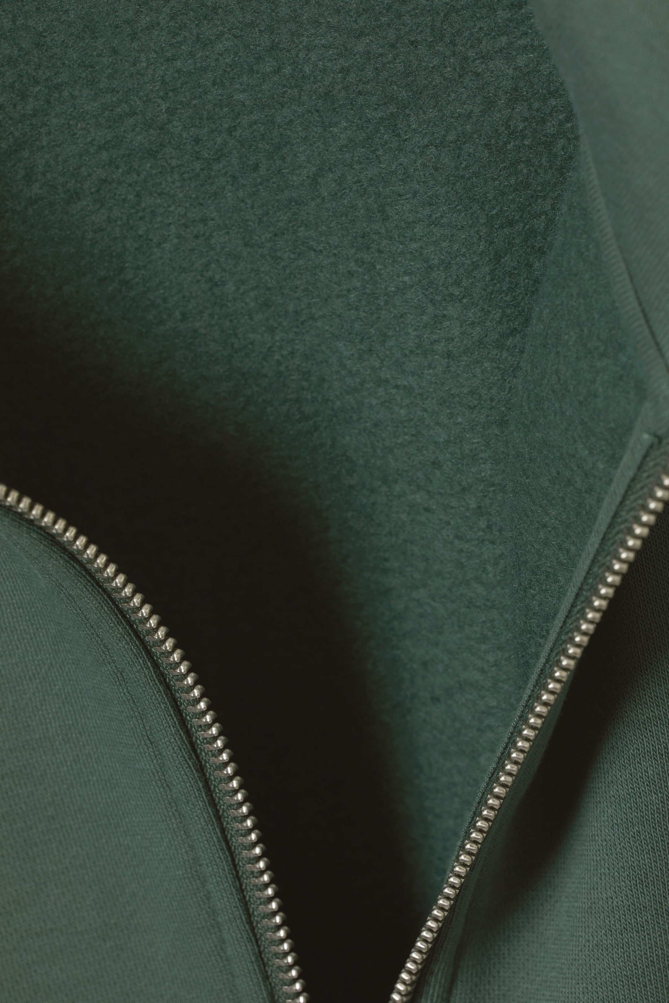 Mörkgrön - Tung Avslappnad Halv-zip Tröja - 1