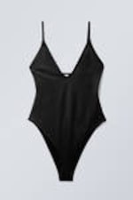Black - Open Back Swimsuit - 0