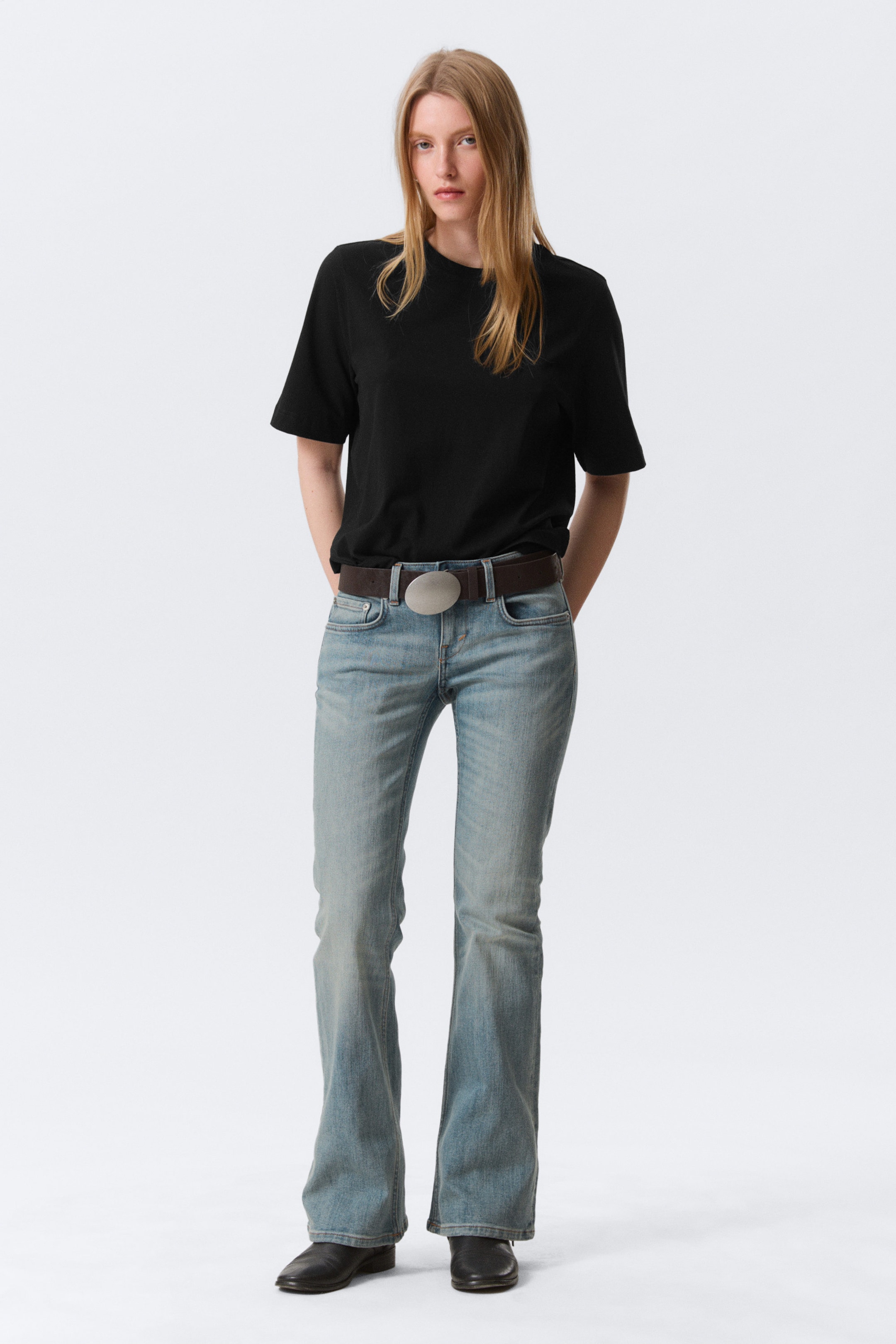 Gloria Blue - Medium Blue - Hour Low Rise Skinny Bootcut Leg Jeans - 2