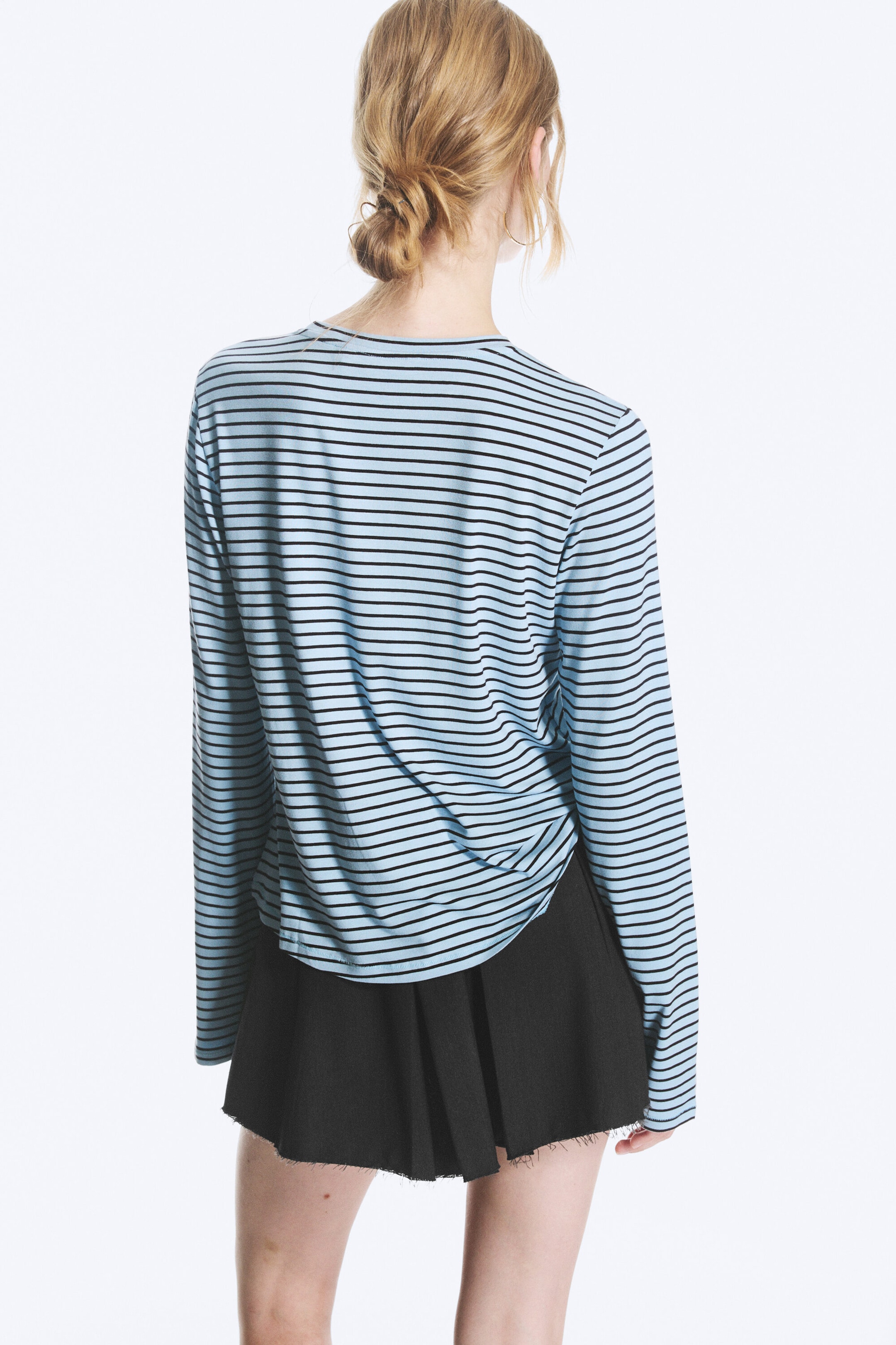 Blau/Schwarz gestreift - Longsleeve-Top aus Viskose - 2