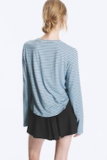 Blau/Schwarz gestreift - Longsleeve-Top aus Viskose - 2