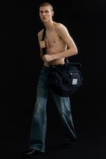 Dark Grey - Rounded Canvas Crossbody Bag - 1