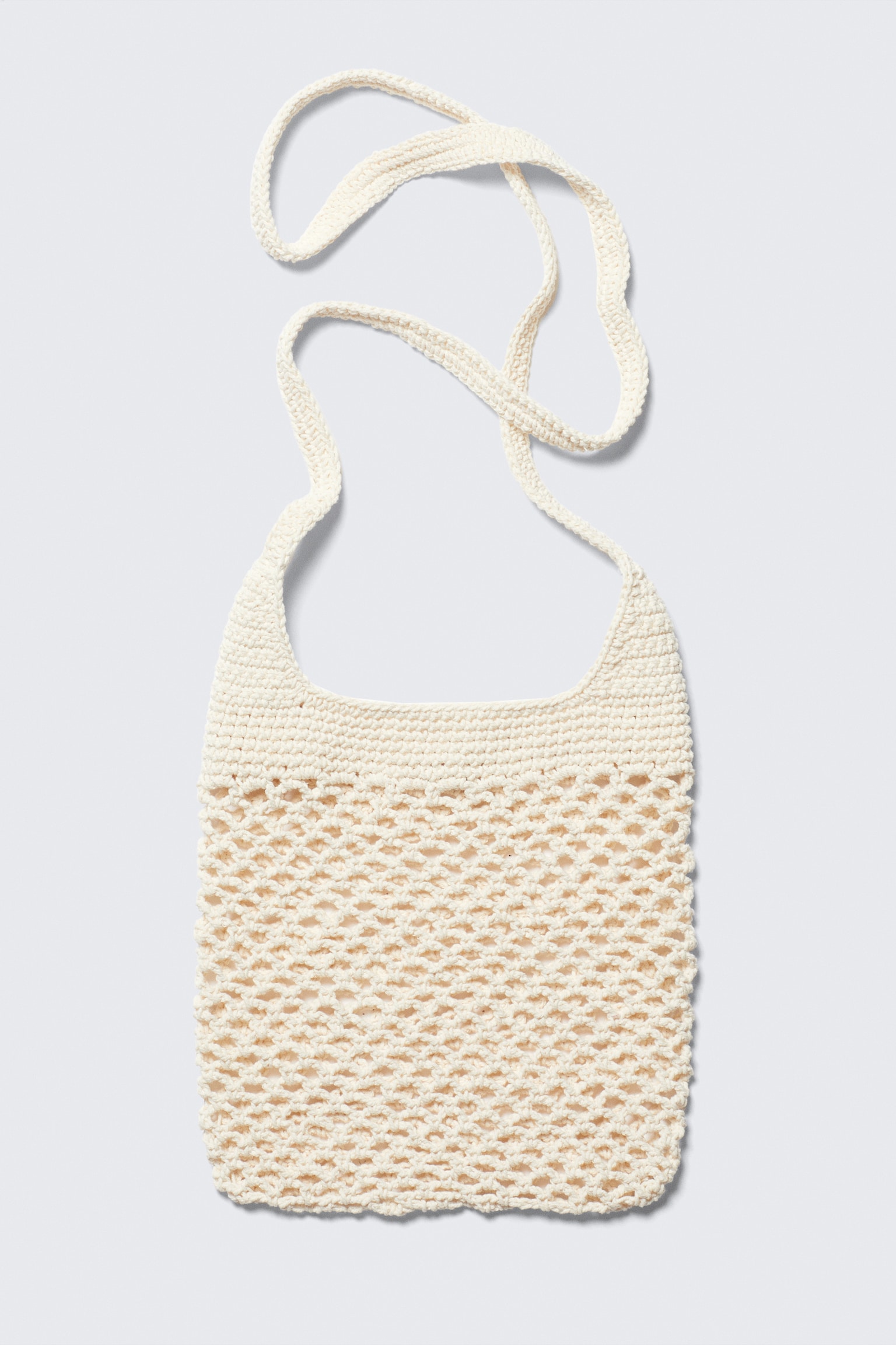 Knitted Cotton Shoulder Bag - Dusty White