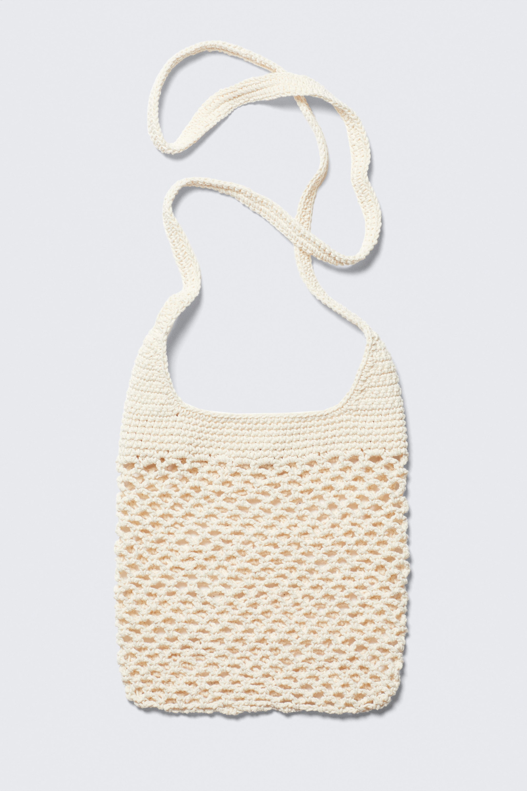 Dusty White - Knitted Cotton Shoulder Bag - 1