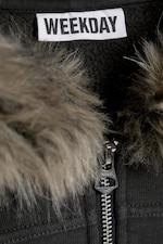 Dark Grey - Faux fur trim hoodie - 5