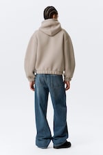 Light Dusty Mole - Loose High-Neck Scuba Zip Hoodie - 3