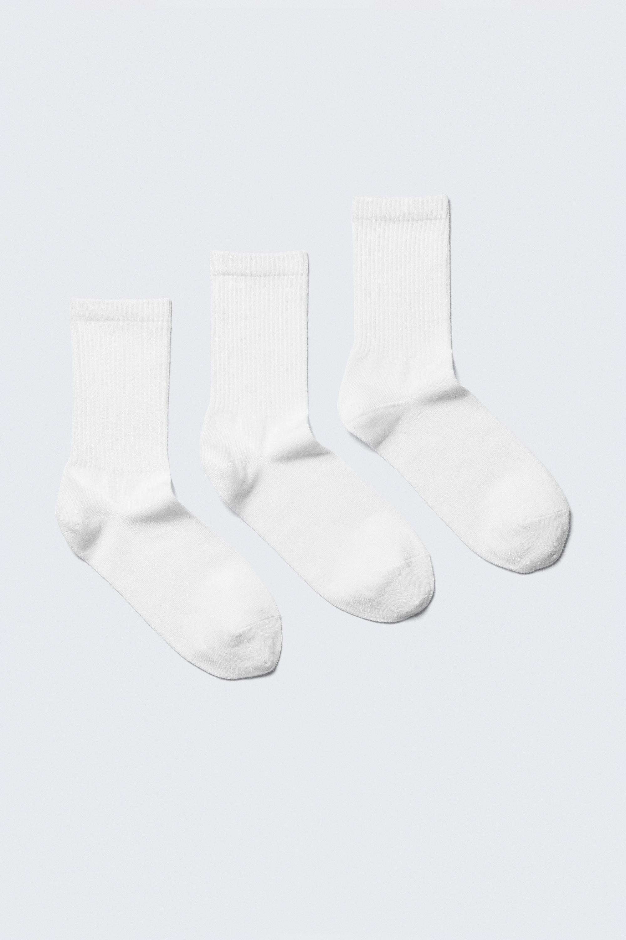 White - 3-pack Ribbed Sporty Crew Socks