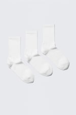 Weiß - 3er-Pack gerippte sportliche Crew-Socken - 0