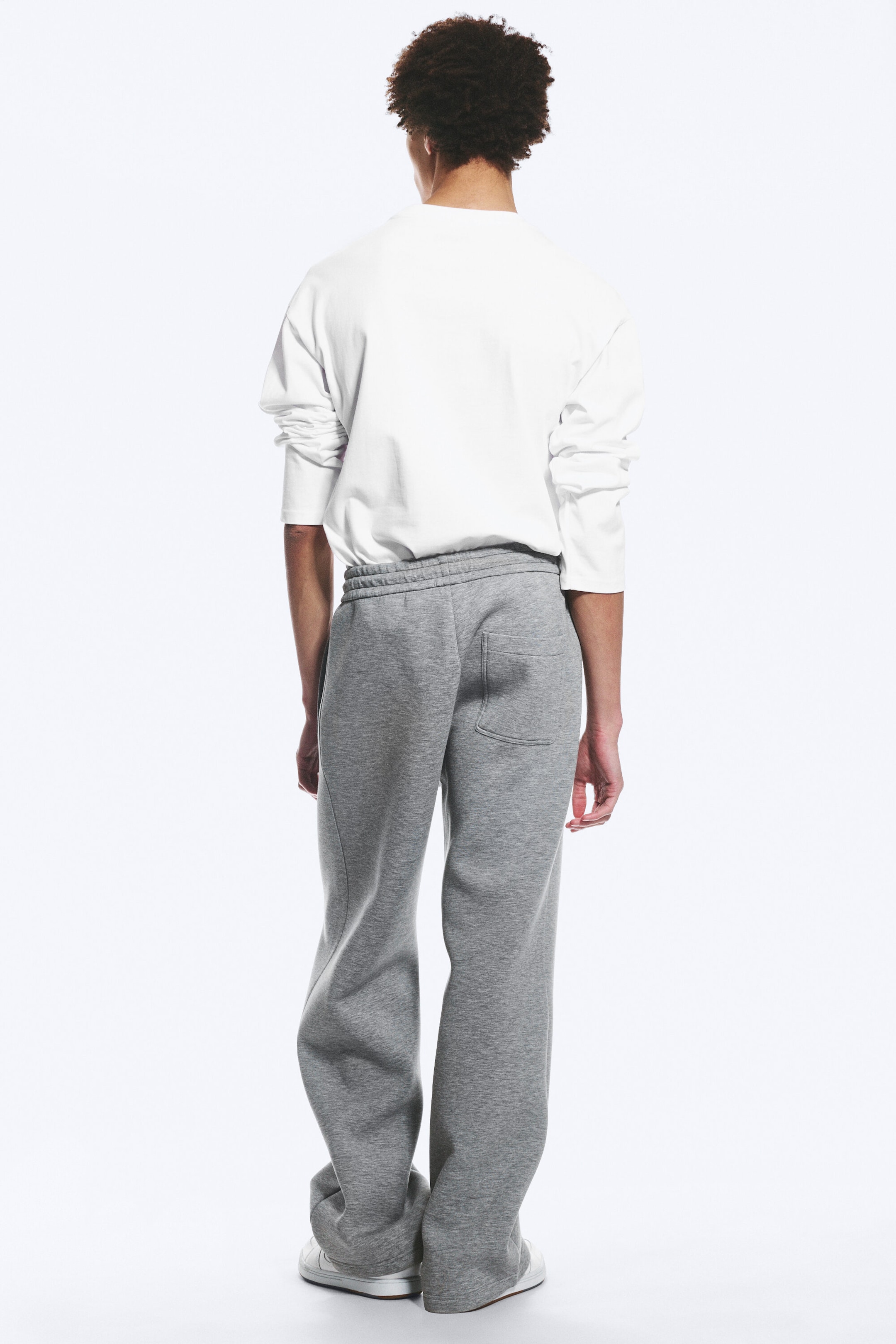 Grey Melange - Loose Fit Scuba Sweatpants - 5