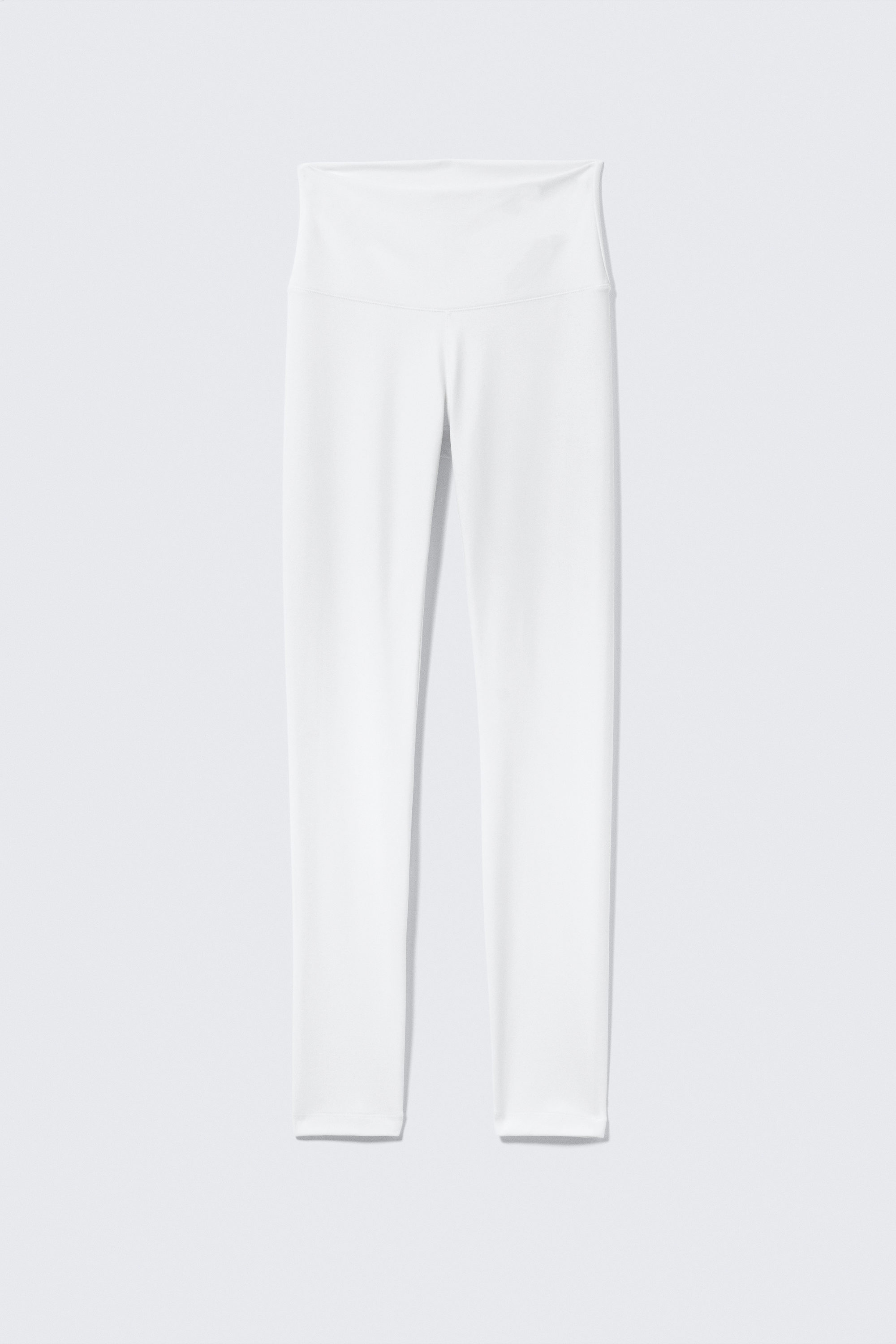 White - High Waisted Sports Tights - 5