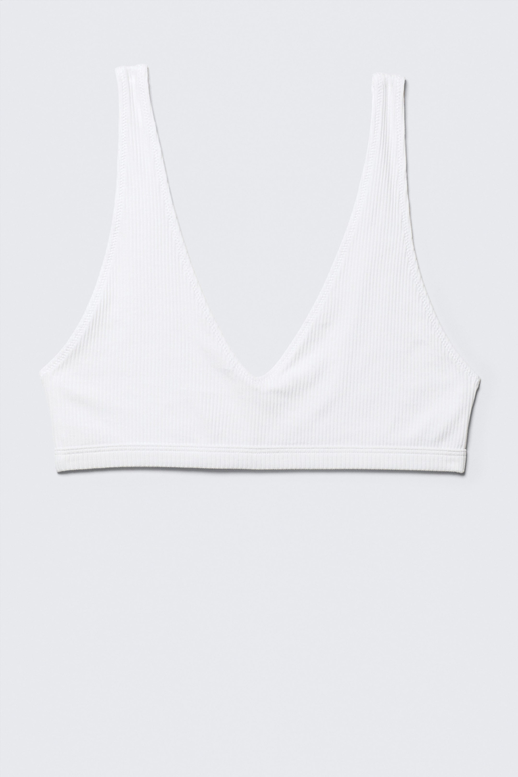 White - Plunge Rib Soft Bra - 3