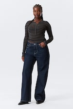 Black & Grey Stripes - Slim Long-Sleeved Henley Top - 2