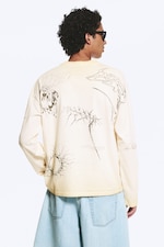 Helles Maulwurfsgrau - Skizze - Kastiges Langarmshirt mit Grafikprint - 2