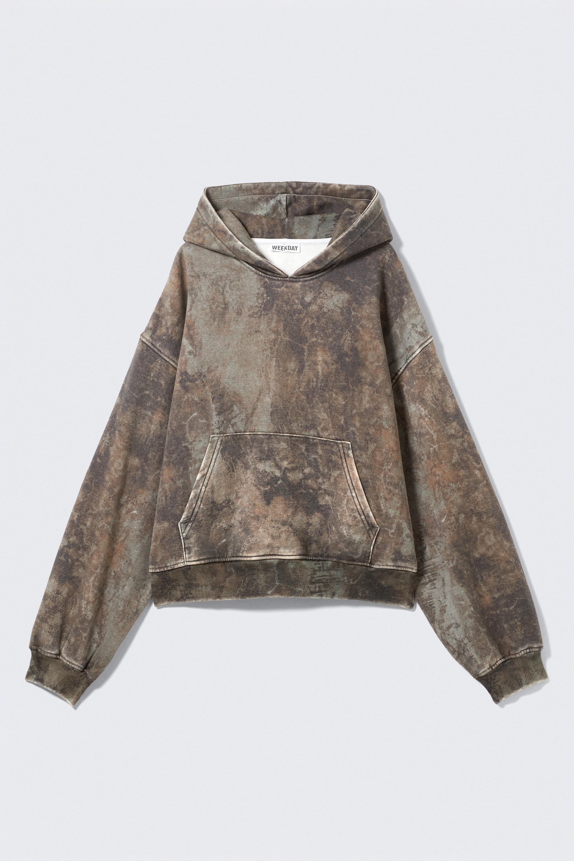 Ledig hoodie med tryck - Khakigrön skog