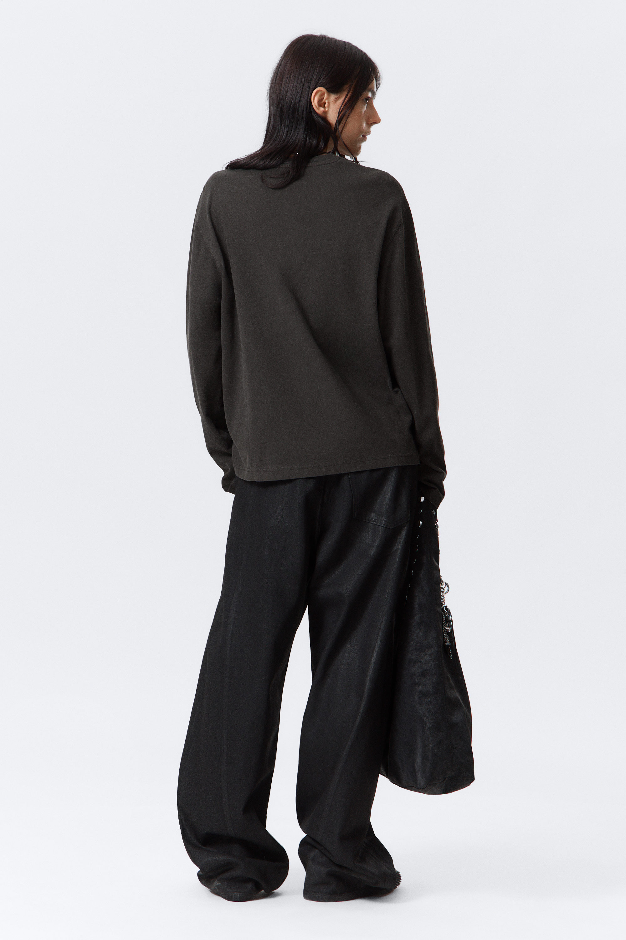 Donkergrijs - Boxy henley-T-shirt met lange mouwen - 2