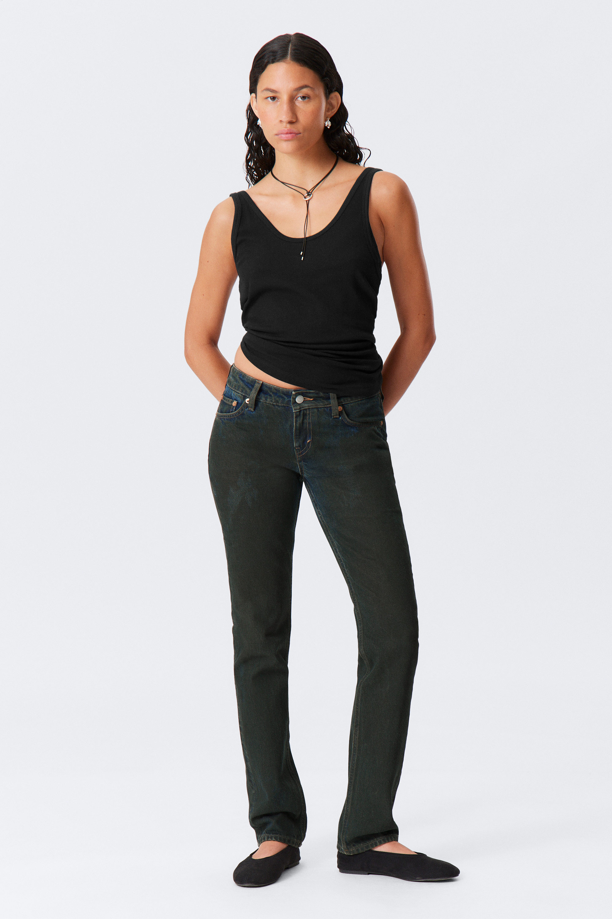 #4C5164 - Nail Low Rise Slim Straight Leg Jeans - 2