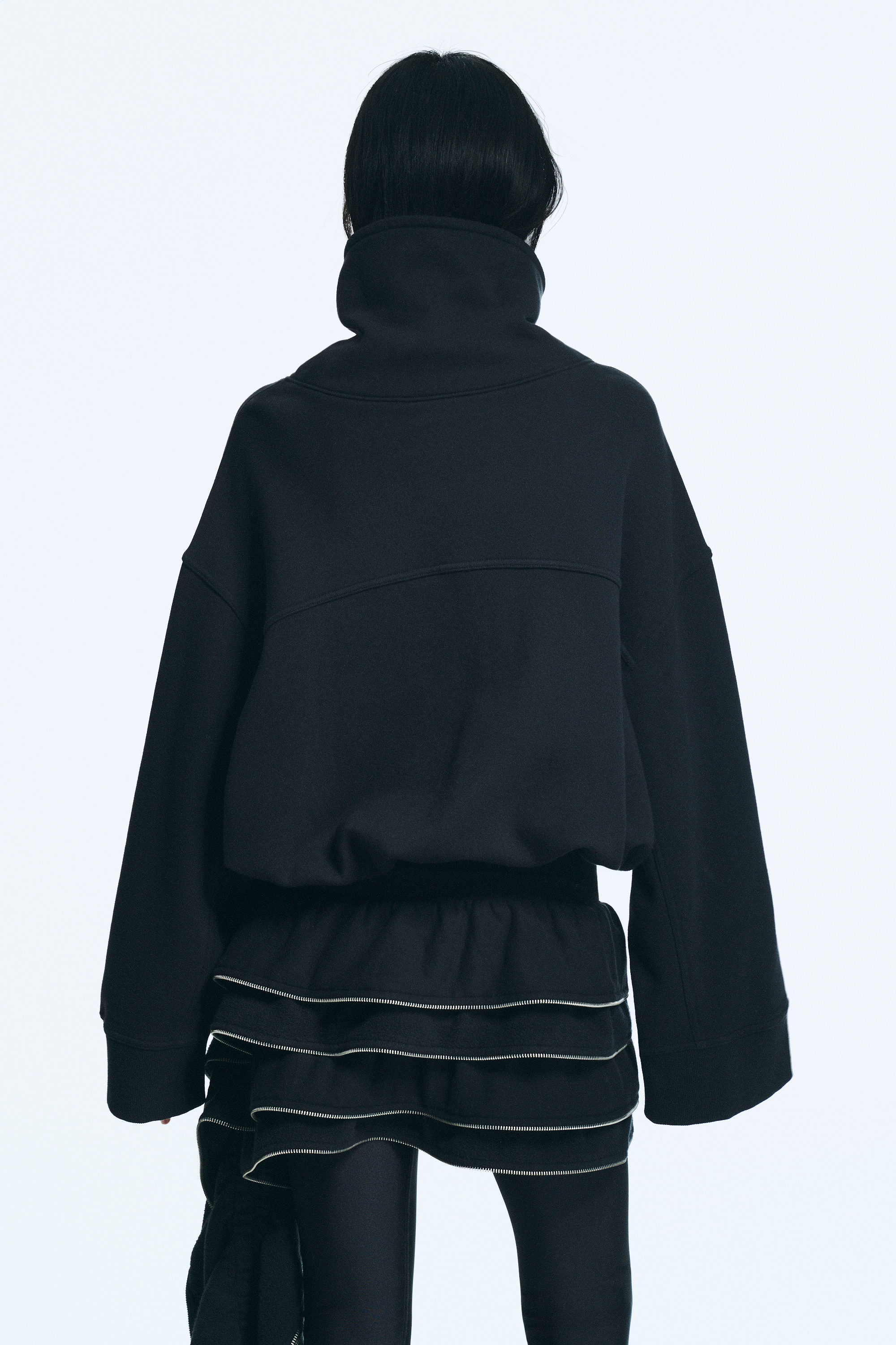 Dark Grey - Sweatshirt med lös passform och hög krage - 4