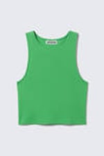 Bright Green - Cropped Ribbed Cotton Tank - 3