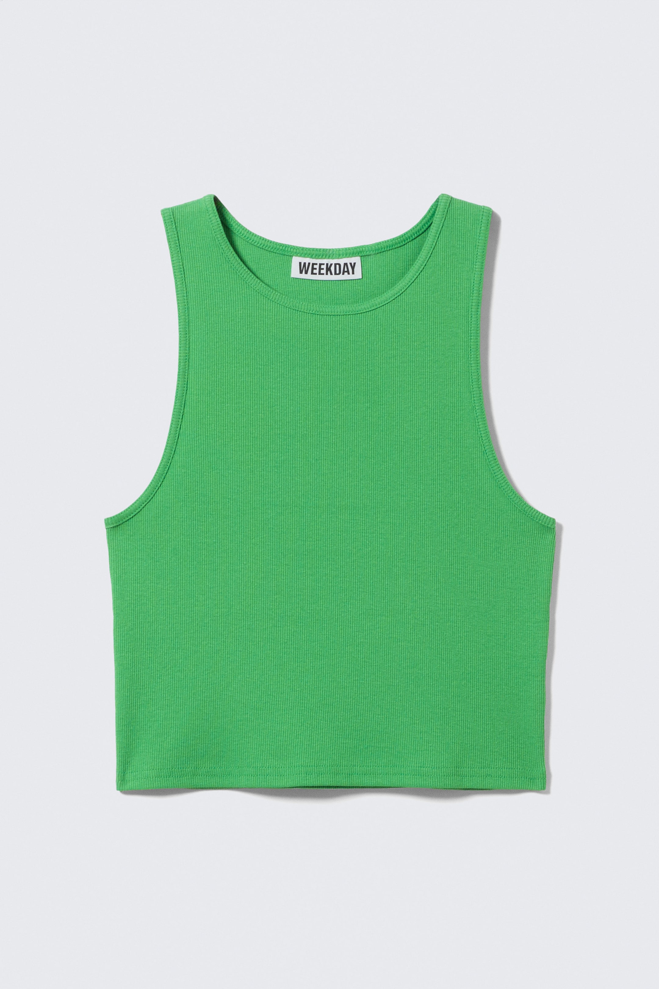 Bright Green - Cropped Ribbed Cotton Tank - 1