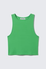 Bright Green - Cropped Ribbed Cotton Tank - 0